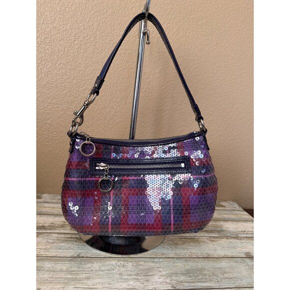 Coach Poppy Sequin Plaid Shoulder Bag Purple Y2K Mini Pochette w/COA - Picture 7 of 15